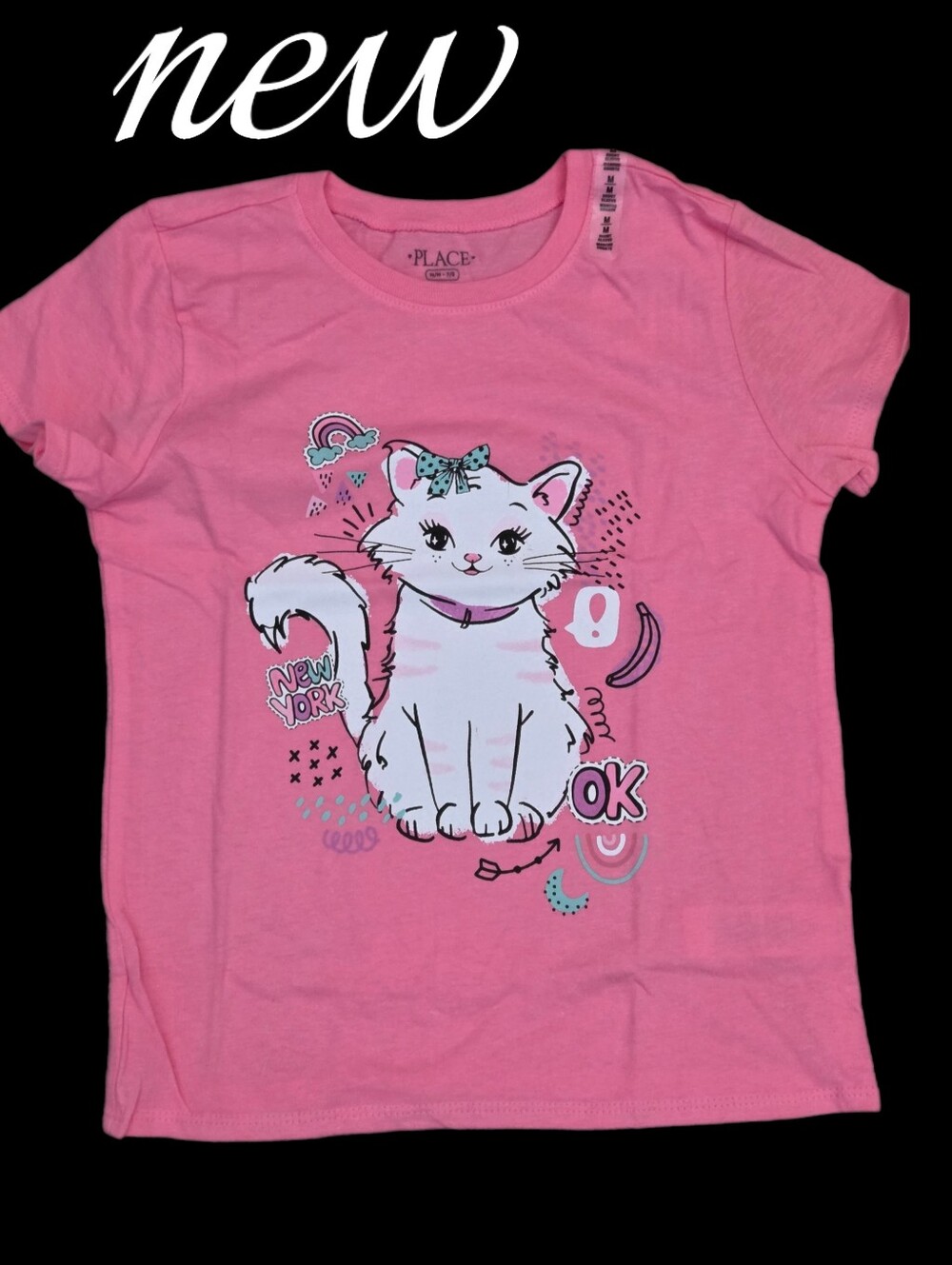 The Children's Place graphic kitty shirt top Girls M 7/8